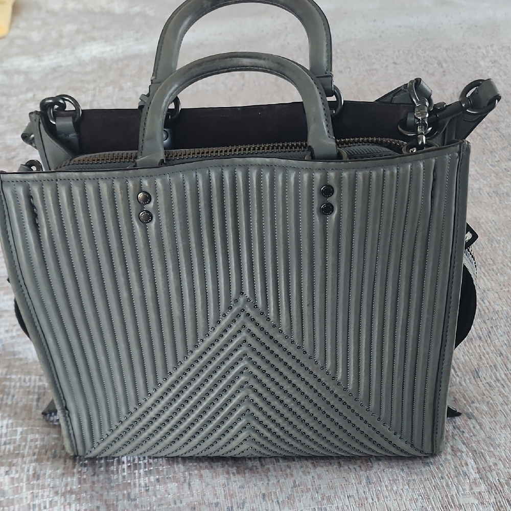 Coach Grey Rogue Quilted and Rivets